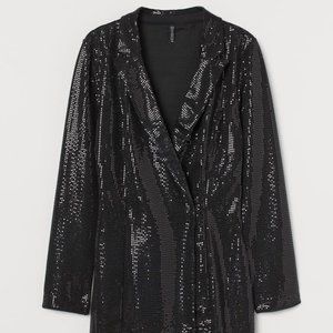 H&M black sequins blazer dress small NWOT